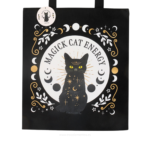 Bolsa reutilizable Magick Cat Energy con gato negro y simbolos magicos