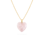 Collar Corazón de Cuarzo Rosa