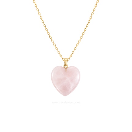Collar Corazón de Cuarzo Rosa