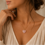 Collar de cuarzo rosa para amor propio calma y armonia