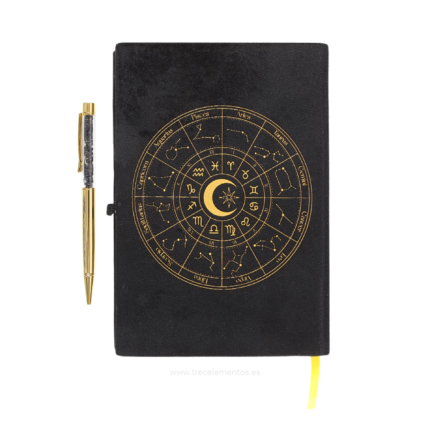 Cuaderno Rueda Astrologica con Boligrafo de Obsidiana