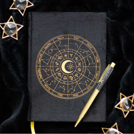 Boligrafo decorativo con obsidiana incluido en el cuaderno astrologico 2
