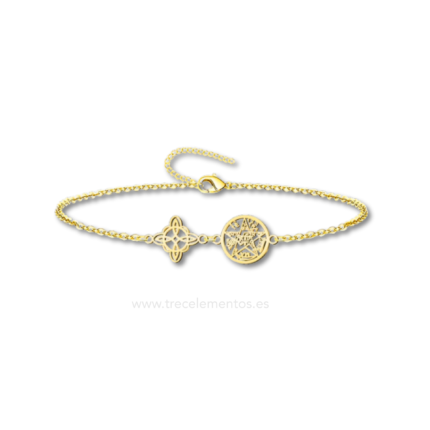 Pulsera Doble Proteccion Acero con Tetragramaton y Nudo de Bruja