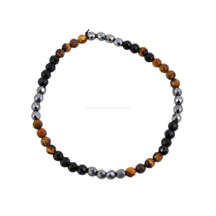 Pulsera Triple Protección Facetada 4 mm