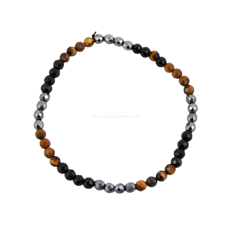 Pulsera Triple Protección Facetada 4 mm