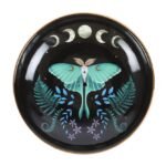 Quemador de incienso fases lunares con polilla verde