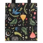 Bolsa tote Midnight Bloom negra con flores y corazones
