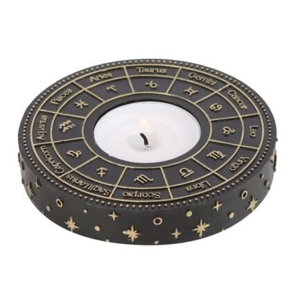 Portavelas rueda astrológica con 12 signos del zodiaco