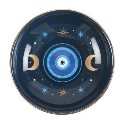 Porta incienso Ojo Turco azul con lunas y estrellas