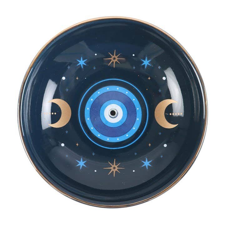 blue-all-seeing-eye-print-incense-holder-plate Porta incienso Ojo Turco azul con lunas y estrellas