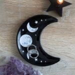 Platito Triple Luna negro para joyas y minerales