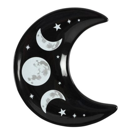 Platito luna creciente Triple Luna de cerámica negra