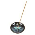 Plato Luna Moth negro para varillas de incienso