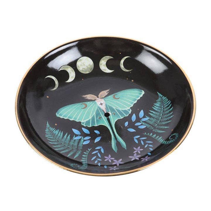 luna-moth-ceramic-incense-plate Plato quemador de incienso Luna Moth de cerámica