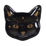 Platito gato negro de cerámica para joyas y minerales