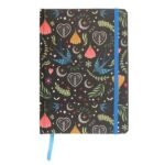 Cuaderno A5 místico Midnight Bloom con golondrinas y lunas